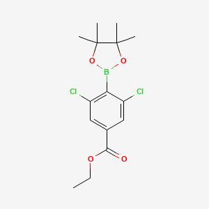 molecular formula C15H19BCl2O4 B13666441 Ethyl 3,5-dichloro-4-(4,4,5,5-tetramethyl-1,3,2-dioxaborolan-2-yl)benzoate 