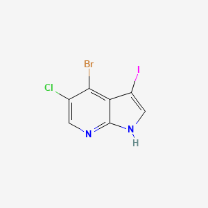 molecular formula C7H3BrClIN2 B13666464 4-Bromo-5-chloro-3-iodo-1H-pyrrolo[2,3-b]pyridine 