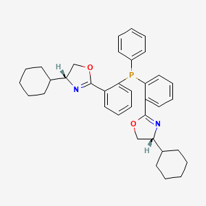 molecular formula C36H41N2O2P B13666478 (4R,4'R)-2,2'-((Phenylphosphanediyl)bis(2,1-phenylene))bis(4-cyclohexyl-4,5-dihydrooxazole) 