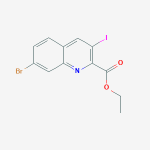 molecular formula C12H9BrINO2 B13666571 Ethyl 7-bromo-3-iodoquinoline-2-carboxylate 