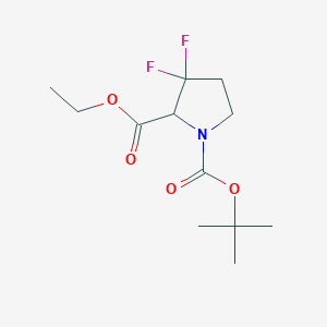 molecular formula C12H19F2NO4 B13666848 1-tert-Butyl 2-ethyl 3,3-difluoropyrrolidine-1,2-dicarboxylate 