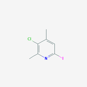 molecular formula C7H7ClIN B13666866 3-Chloro-6-iodo-2,4-dimethylpyridine 