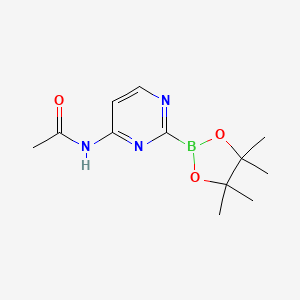 molecular formula C12H18BN3O3 B13666877 N-(2-(4,4,5,5-Tetramethyl-1,3,2-dioxaborolan-2-YL)pyrimidin-4-YL)acetamide CAS No. 2096331-15-4