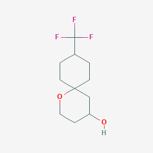 molecular formula C11H17F3O2 B13666930 9-(Trifluoromethyl)-1-oxaspiro[5.5]undecan-4-ol 