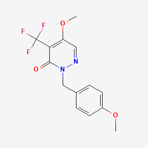 molecular formula C14H13F3N2O3 B13666998 5-Methoxy-2-(4-methoxybenzyl)-4-(trifluoromethyl)pyridazin-3(2H)-one 
