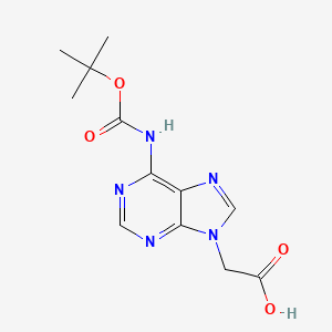 molecular formula C12H15N5O4 B1366713 2-(6-((tert-Butoxycarbonyl)amino)-9H-purin-9-yl)acetic acid CAS No. 186046-99-1