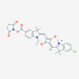 molecular formula C34H32ClN3O6 B136673 4-[(5-Chloro-1,3,3-trimethylindol-1-ium-2-yl)methylidene]-2-[[5-(2,5-dioxopyrrolidin-1-yl)oxycarbonyl-1-ethyl-3,3-dimethylindol-2-ylidene]methyl]-3-oxocyclobuten-1-olate CAS No. 154161-81-6