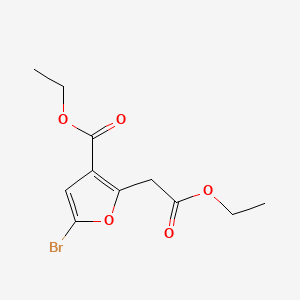 molecular formula C11H13BrO5 B13667359 Ethyl 5-Bromo-2-(2-ethoxy-2-oxoethyl)furan-3-carboxylate 