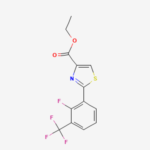 molecular formula C13H9F4NO2S B13667395 Ethyl 2-[2-Fluoro-3-(trifluoromethyl)phenyl]thiazole-4-carboxylate 