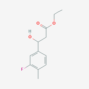 molecular formula C12H15FO3 B13667396 Ethyl 3-(3-fluoro-4-methylphenyl)-3-hydroxypropanoate 