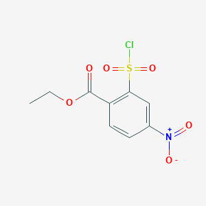 molecular formula C9H8ClNO6S B13667457 Ethyl 2-(chlorosulfonyl)-4-nitrobenzoate 