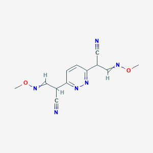 molecular formula C12H12N6O2 B1366768 2-{6-[1-Cyano-2-(methoxyimino)ethyl]-3-pyridazinyl}-3-(methoxyimino)propanenitrile 