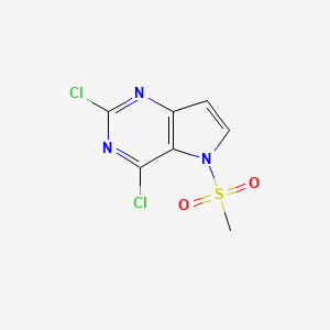 molecular formula C7H5Cl2N3O2S B13667863 2,4-Dichloro-5-(methylsulfonyl)-5H-pyrrolo[3,2-d]pyrimidine 