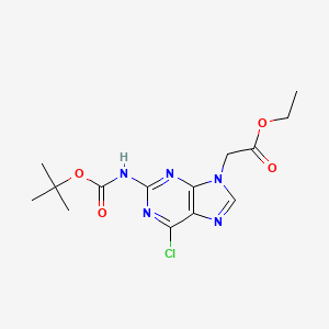 molecular formula C14H18ClN5O4 B13668038 Ethyl 2-[2-(Boc-amino)-6-chloro-9H-purin-9-yl]acetate 