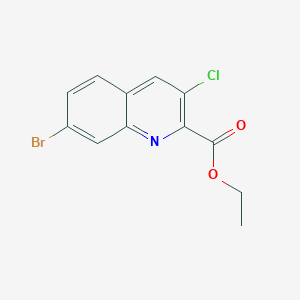 molecular formula C12H9BrClNO2 B13668283 Ethyl 7-bromo-3-chloroquinoline-2-carboxylate 