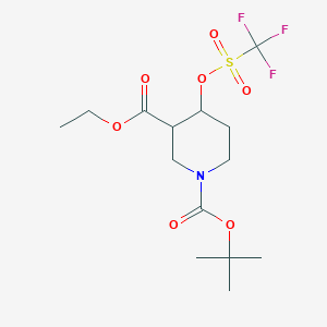 molecular formula C14H22F3NO7S B13668402 1-tert-Butyl 3-ethyl 4-(((trifluoromethyl)sulfonyl)oxy)piperidine-1,3-dicarboxylate 