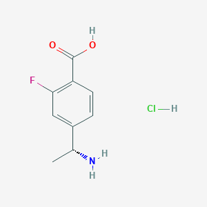 molecular formula C9H11ClFNO2 B13668406 (R)-4-(1-Aminoethyl)-2-fluorobenzoic acid hydrochloride 