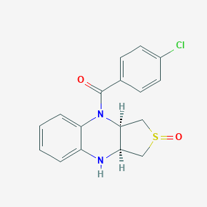 molecular formula C17H15ClN2O2S B136685 cis-1,3,3a,4,9,9a-Hexahydro-4-(4-chlorobenzoyl)thieno(3,4-b)quinoxaline 2-oxide CAS No. 129303-29-3