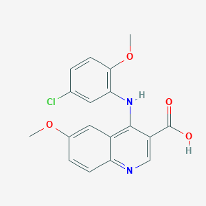 molecular formula C18H15ClN2O4 B1366852 4-(5-Chloro-2-methoxyanilino)-6-methoxyquinoline-3-carboxylic acid 