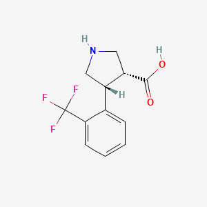 molecular formula C12H12F3NO2 B13668526 cis-4-(2-(Trifluoromethyl)phenyl)pyrrolidine-3-carboxylic acid 