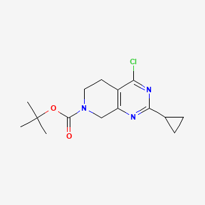 molecular formula C15H20ClN3O2 B13668665 Tert-butyl 4-chloro-2-cyclopropyl-5,8-dihydropyrido[3,4-D]pyrimidine-7(6H)-carboxylate 