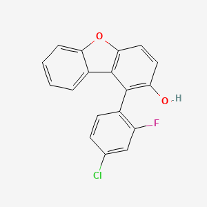 molecular formula C18H10ClFO2 B13668743 1-(4-Chloro-2-fluorophenyl)dibenzo[b,d]furan-2-ol 