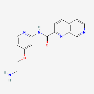 molecular formula C16H15N5O2 B13668754 N-[4-(2-Aminoethoxy)-2-pyridyl]-1,7-naphthyridine-2-carboxamide 