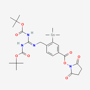 molecular formula C26H38N4O8Sn B13668775 2,5-Dioxo-1-pyrrolidinyl 4-[(2,3-DI-boc-guanidino)methyl]-3-(trimethylstannyl)benzoate 