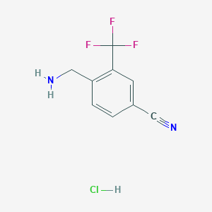 molecular formula C9H8ClF3N2 B13668825 4-(Aminomethyl)-3-(trifluoromethyl)benzonitrile hydrochloride 