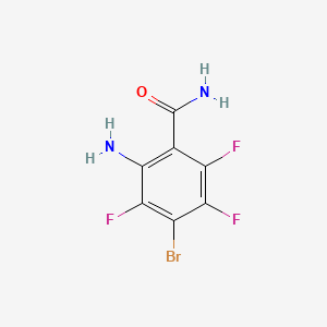 molecular formula C7H4BrF3N2O B13668846 2-Amino-4-bromo-3,5,6-trifluoro-benzamide 