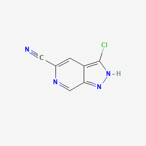 molecular formula C7H3ClN4 B13668866 3-Chloro-1H-pyrazolo[3,4-c]pyridine-5-carbonitrile 