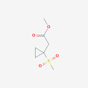 molecular formula C7H12O4S B13668889 Methyl 2-(1-(methylsulfonyl)cyclopropyl)acetate 