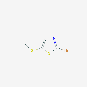 molecular formula C4H4BrNS2 B13668940 2-Bromo-5-(methylthio)thiazole 