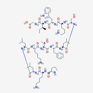 molecular formula C76H123N17O16 B136690 Seminalplasmin, lys(13)- CAS No. 147958-06-3