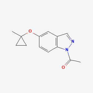 molecular formula C13H14N2O2 B13669053 Ethanone, 1-[5-[(1-methylcyclopropyl)oxy]-1H-indazol-1-yl]- 