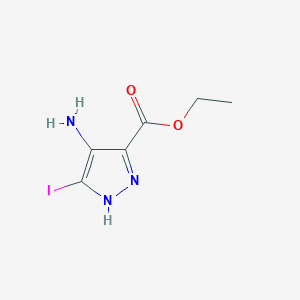 molecular formula C6H8IN3O2 B13669266 Ethyl 4-amino-3-iodo-1H-pyrazole-5-carboxylate 
