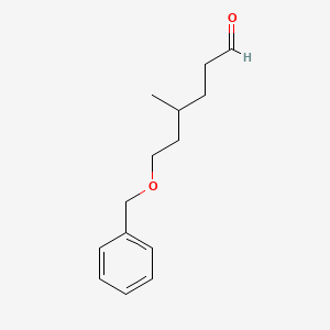 molecular formula C14H20O2 B13669418 Hexanal, 4-methyl-6-(phenylmethoxy)- CAS No. 87359-89-5