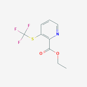 molecular formula C9H8F3NO2S B13669440 Ethyl 3-((trifluoromethyl)thio)picolinate 