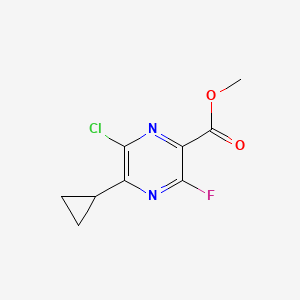 molecular formula C9H8ClFN2O2 B13669536 Methyl 6-chloro-5-cyclopropyl-3-fluoropyrazine-2-carboxylate 