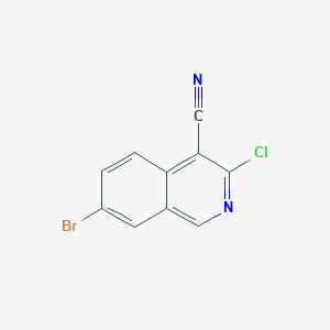molecular formula C10H4BrClN2 B13669540 7-Bromo-3-chloroisoquinoline-4-carbonitrile 