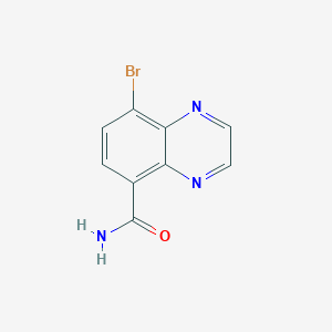 molecular formula C9H6BrN3O B13669902 8-Bromoquinoxaline-5-carboxamide 