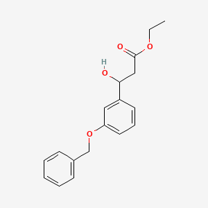 molecular formula C18H20O4 B13670001 Ethyl 3-(3-(benzyloxy)phenyl)-3-hydroxypropanoate 