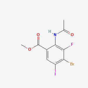 molecular formula C10H8BrFINO3 B13670076 Methyl 2-Acetamido-4-bromo-3-fluoro-5-iodobenzoate 