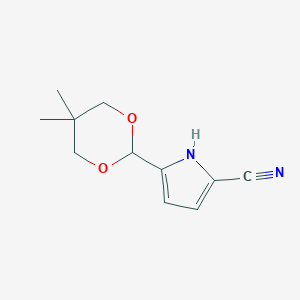molecular formula C11H14N2O2 B13670098 5-(5,5-Dimethyl-1,3-dioxan-2-yl)-1H-pyrrole-2-carbonitrile 