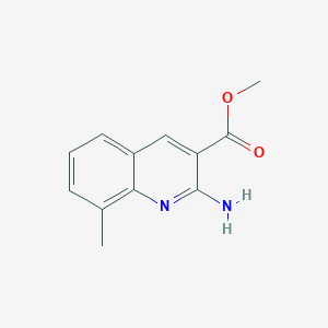 molecular formula C12H12N2O2 B13670114 Methyl 2-amino-8-methylquinoline-3-carboxylate 