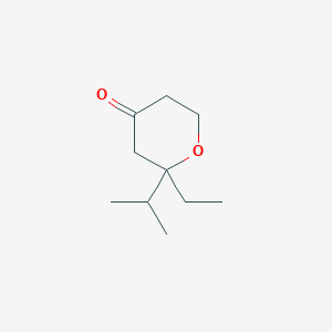 molecular formula C10H18O2 B13670123 2-Ethyl-2-isopropyldihydro-2H-pyran-4(3H)-one 