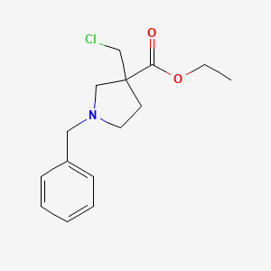 molecular formula C15H20ClNO2 B13670179 Ethyl 1-benzyl-3-(chloromethyl)pyrrolidine-3-carboxylate 