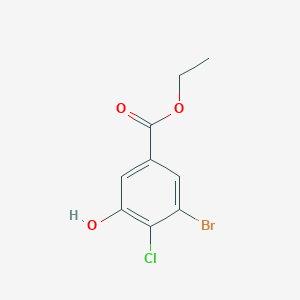 molecular formula C9H8BrClO3 B13670199 Ethyl 3-bromo-4-chloro-5-hydroxybenzoate 