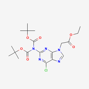 molecular formula C19H26ClN5O6 B13670216 Ethyl 2-[6-chloro-2-(Di-Boc-amino)-9H-purin-9-yl]acetate 