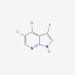 molecular formula C7H3BrClFN2 B13670326 4-Bromo-5-chloro-3-fluoro-1H-pyrrolo[2,3-b]pyridine 